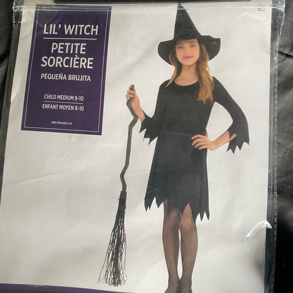Girl basic Black Witch Costume with Hat